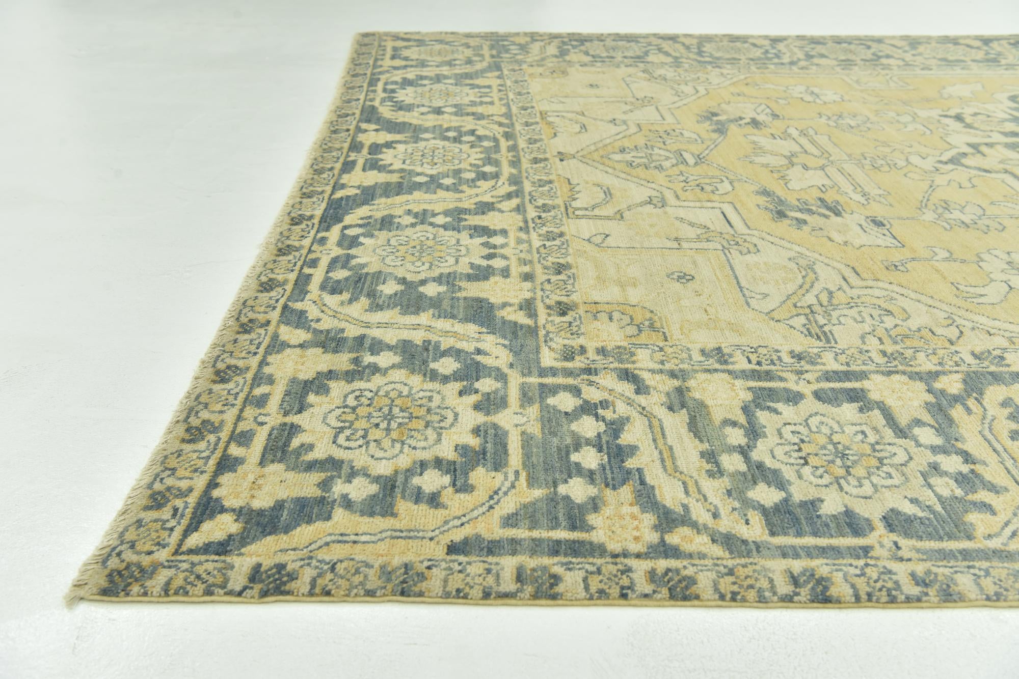 7' 2 x 10' 3 Hand Knotted Peshawar Ziegler Wool Rug