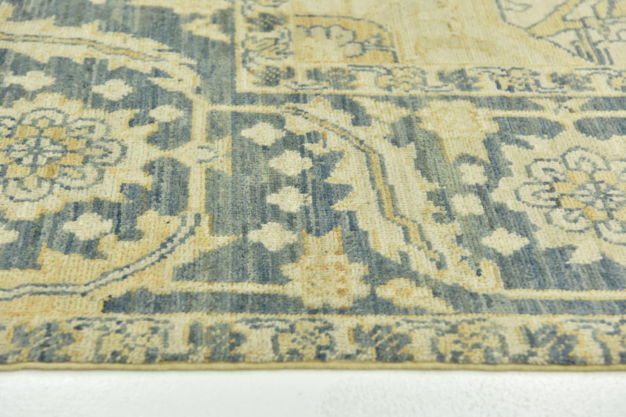 7' 2 x 10' 3 Hand Knotted Peshawar Ziegler Wool Rug