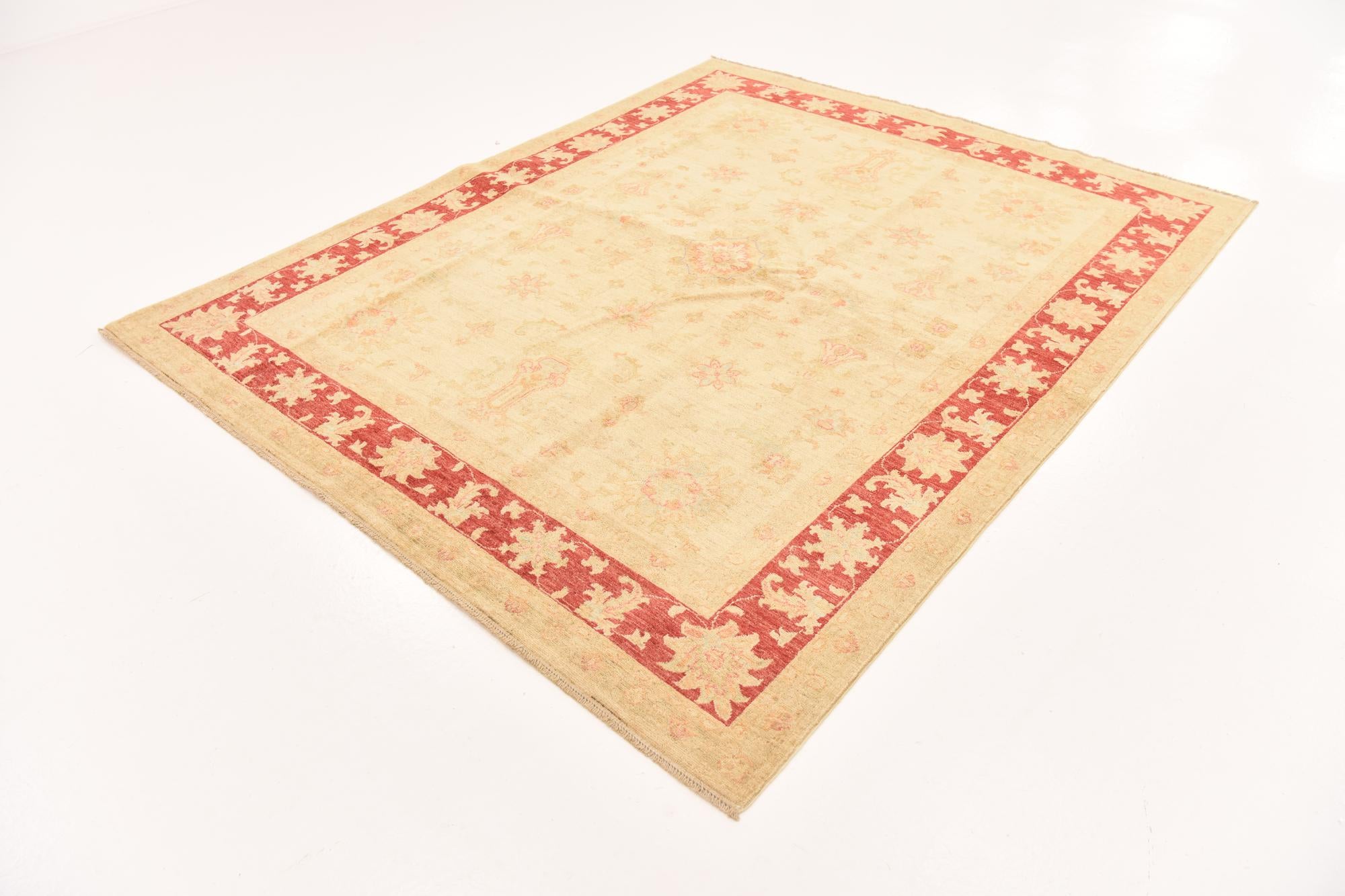6' 6 x 7' 10 Hand Knotted Peshawar Ziegler Rug