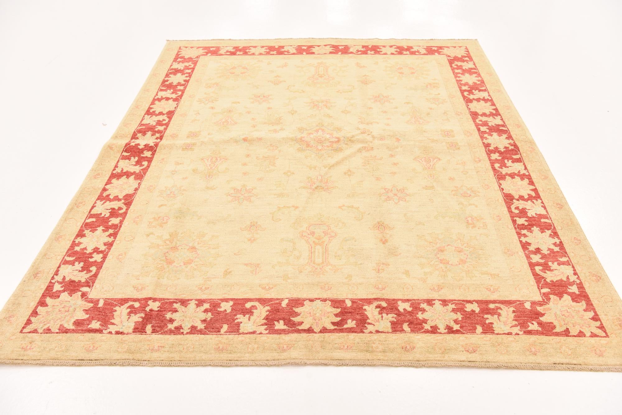 6' 6 x 7' 10 Hand Knotted Peshawar Ziegler Rug