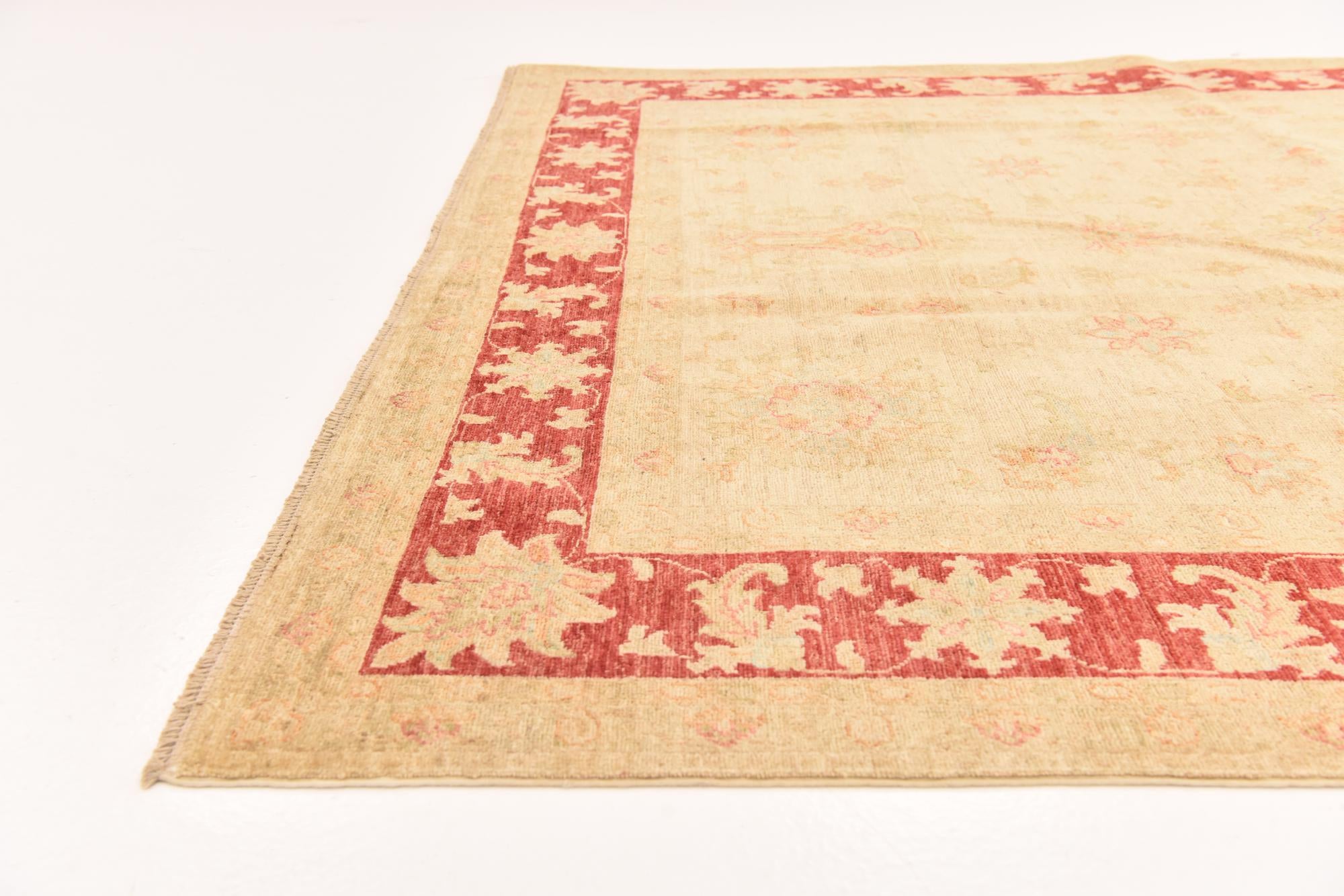6' 6 x 7' 10 Hand Knotted Peshawar Ziegler Rug