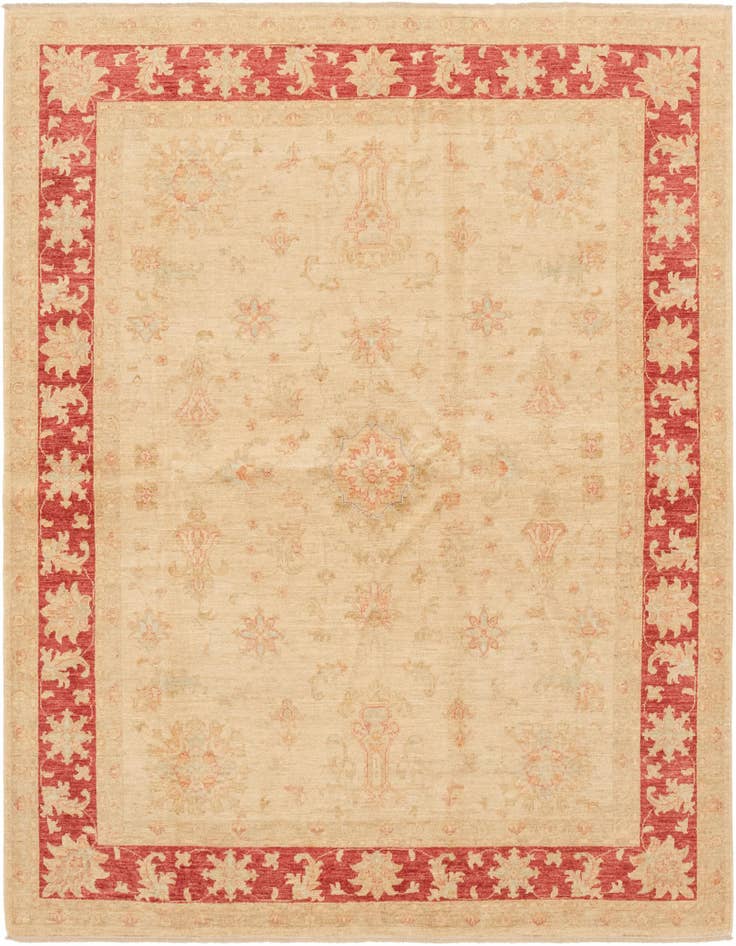 Detail image of 6' 6 x 7' 10 Hand Knotted Peshawar Ziegler Rug