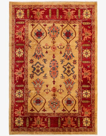 6' 8 x 9' 10 Hand Knotted Peshawar Ziegler Wool Rug