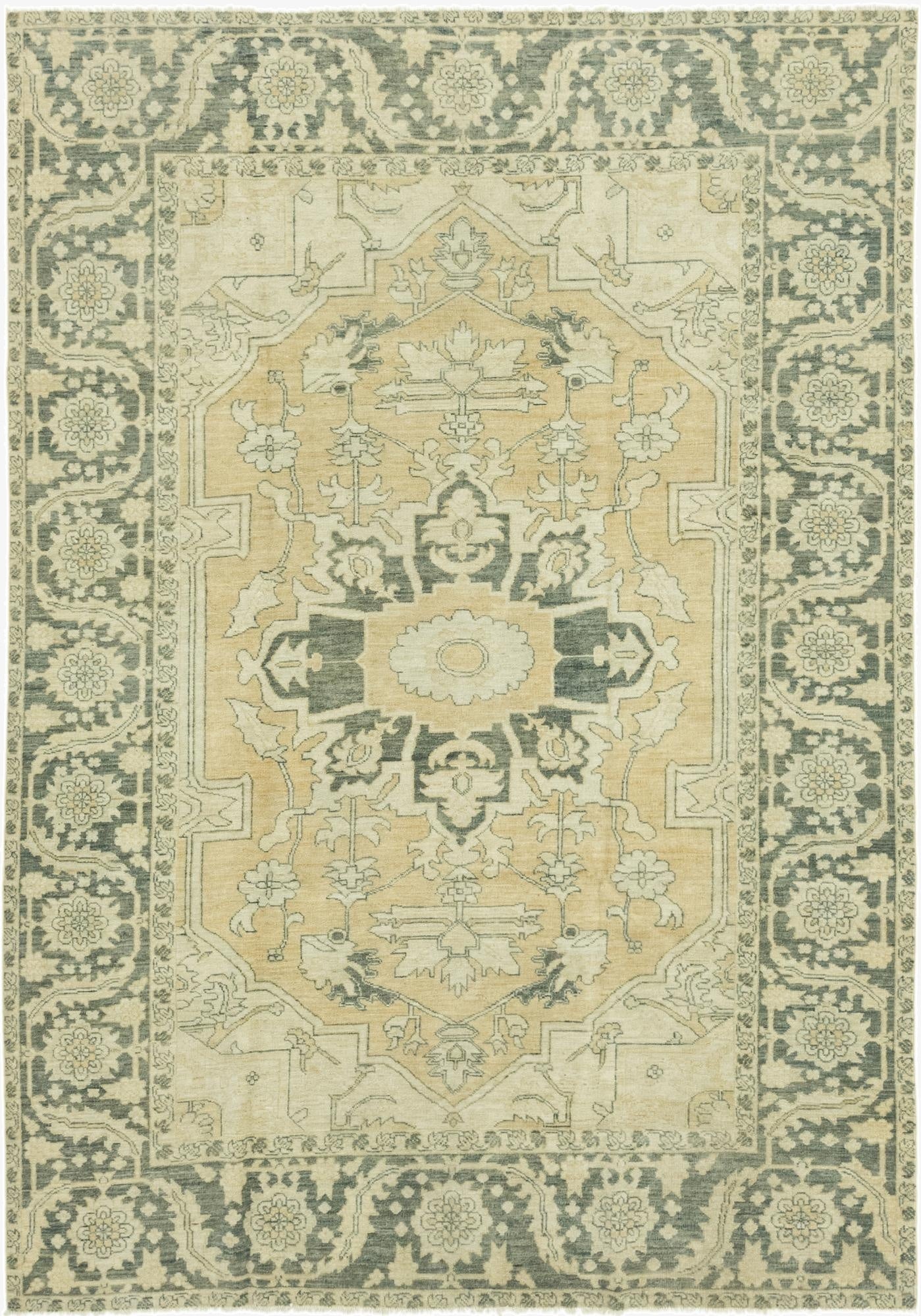 7' 1 x 10'  Hand Knotted Peshawar Ziegler Wool Rug