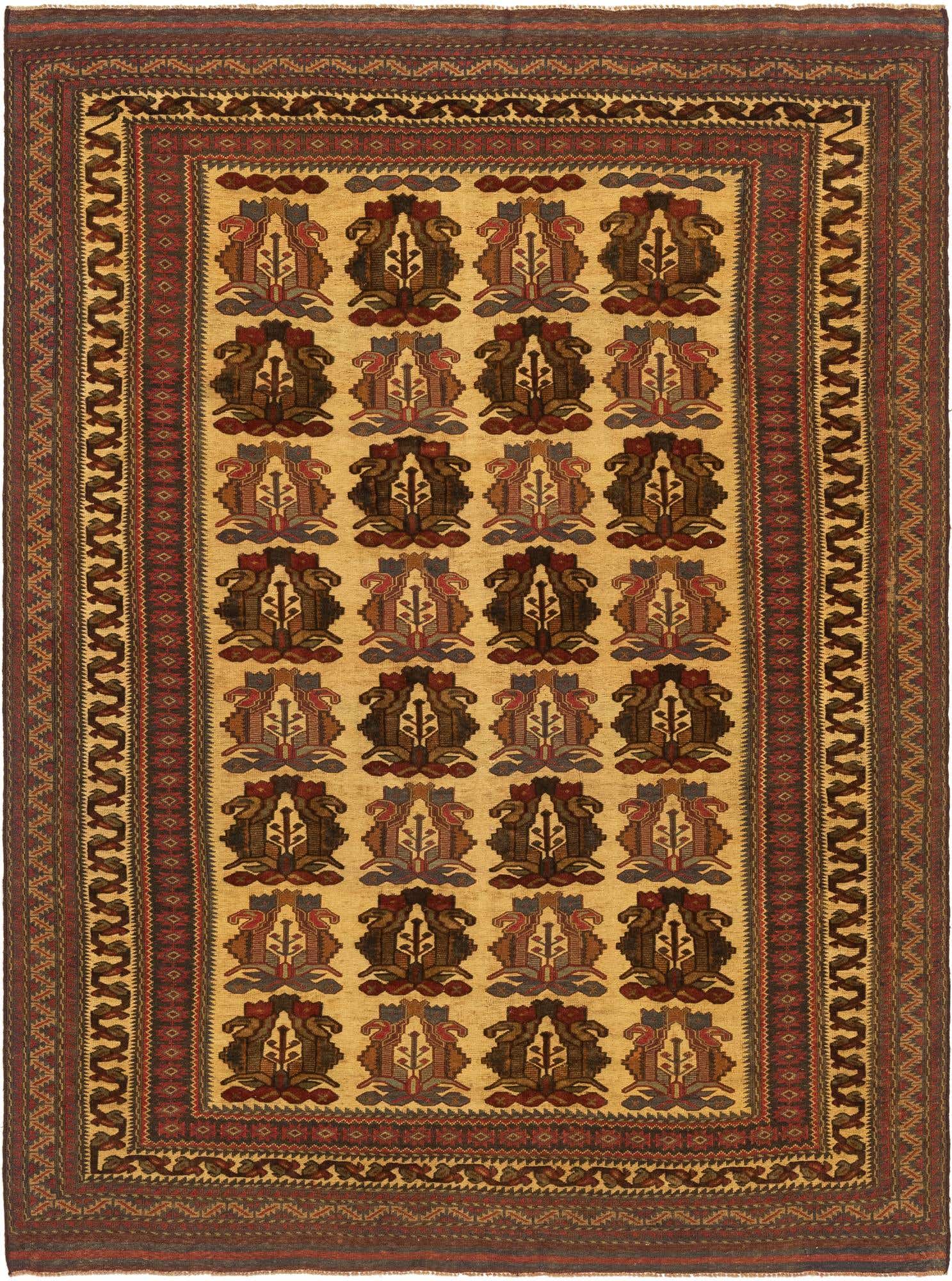 6' 7 x 9' Hand Knotted Sumak Oriental Wool Rug