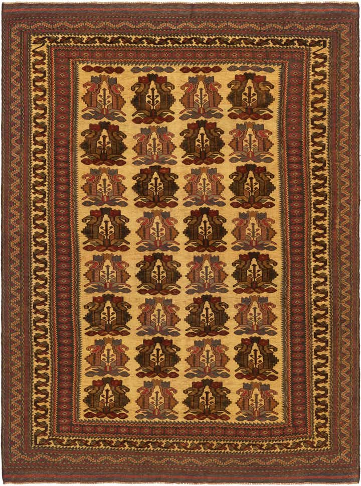 6' 7 x 9' Hand Knotted Sumak Oriental Wool Rug