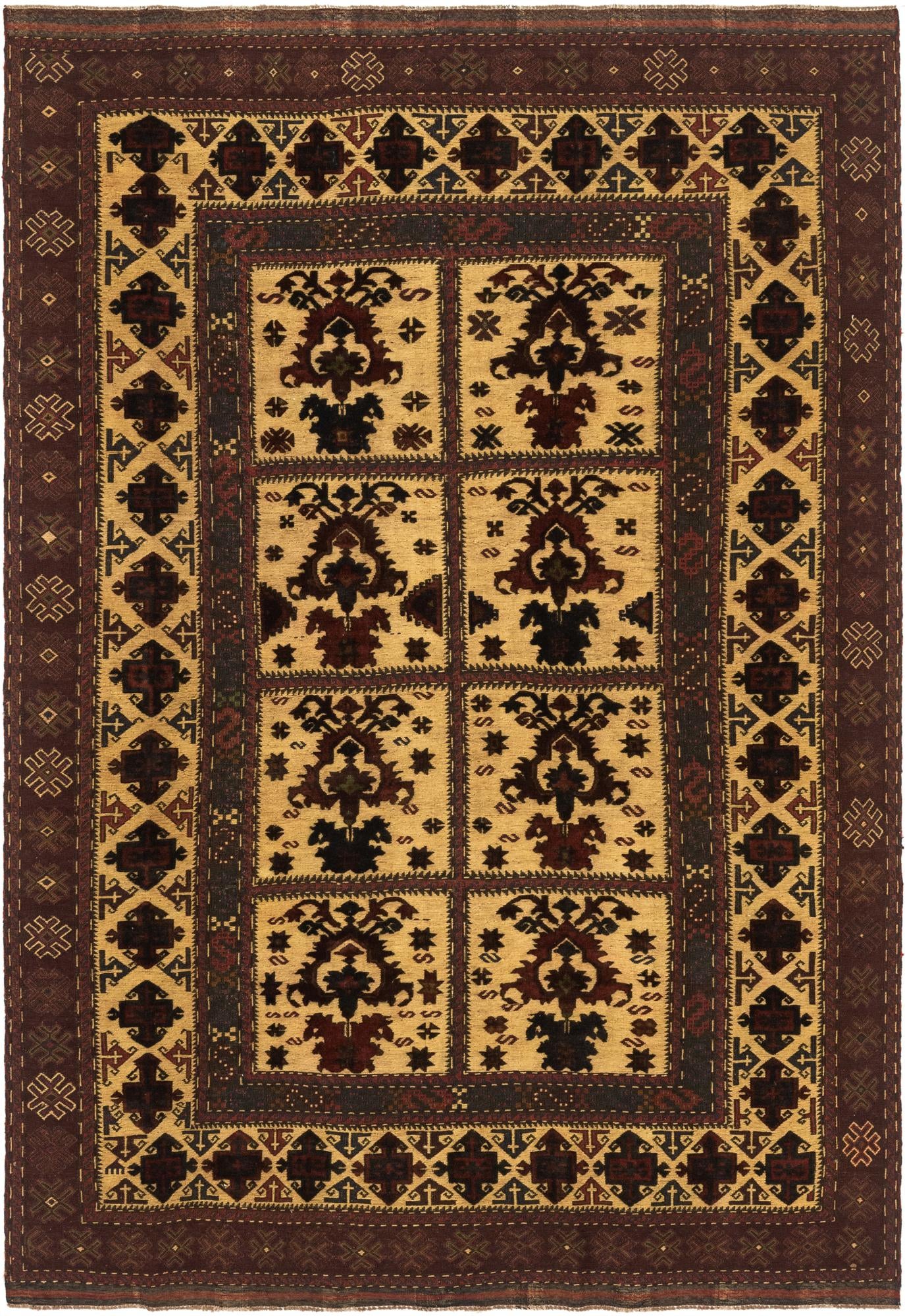 6' 4 x 9' 5 Hand Knotted Sumak Oriental Wool Rug