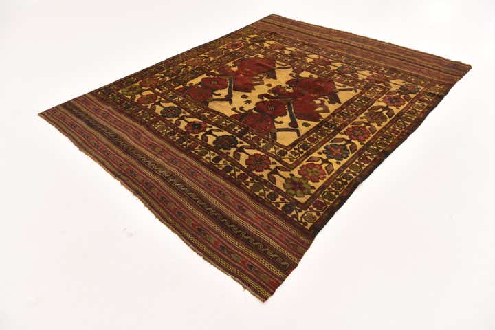 6' 7 x 9' 10 Hand Knotted Sumak Oriental Wool Rug