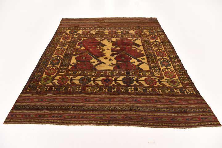6' 7 x 9' 10 Hand Knotted Sumak Oriental Wool Rug