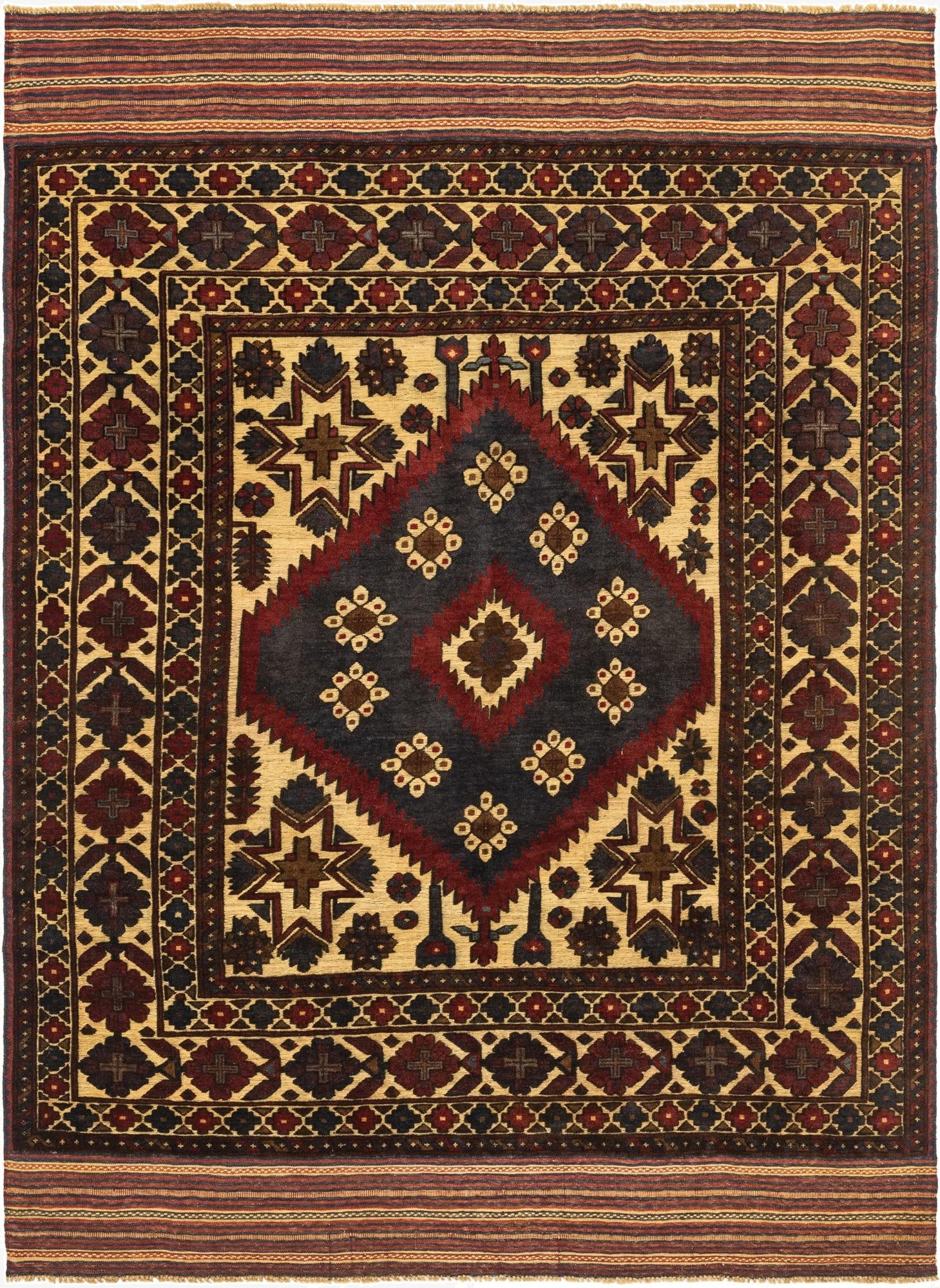 6' 8 x 9' 6  Hand Knotted Sumak Oriental Wool Rug