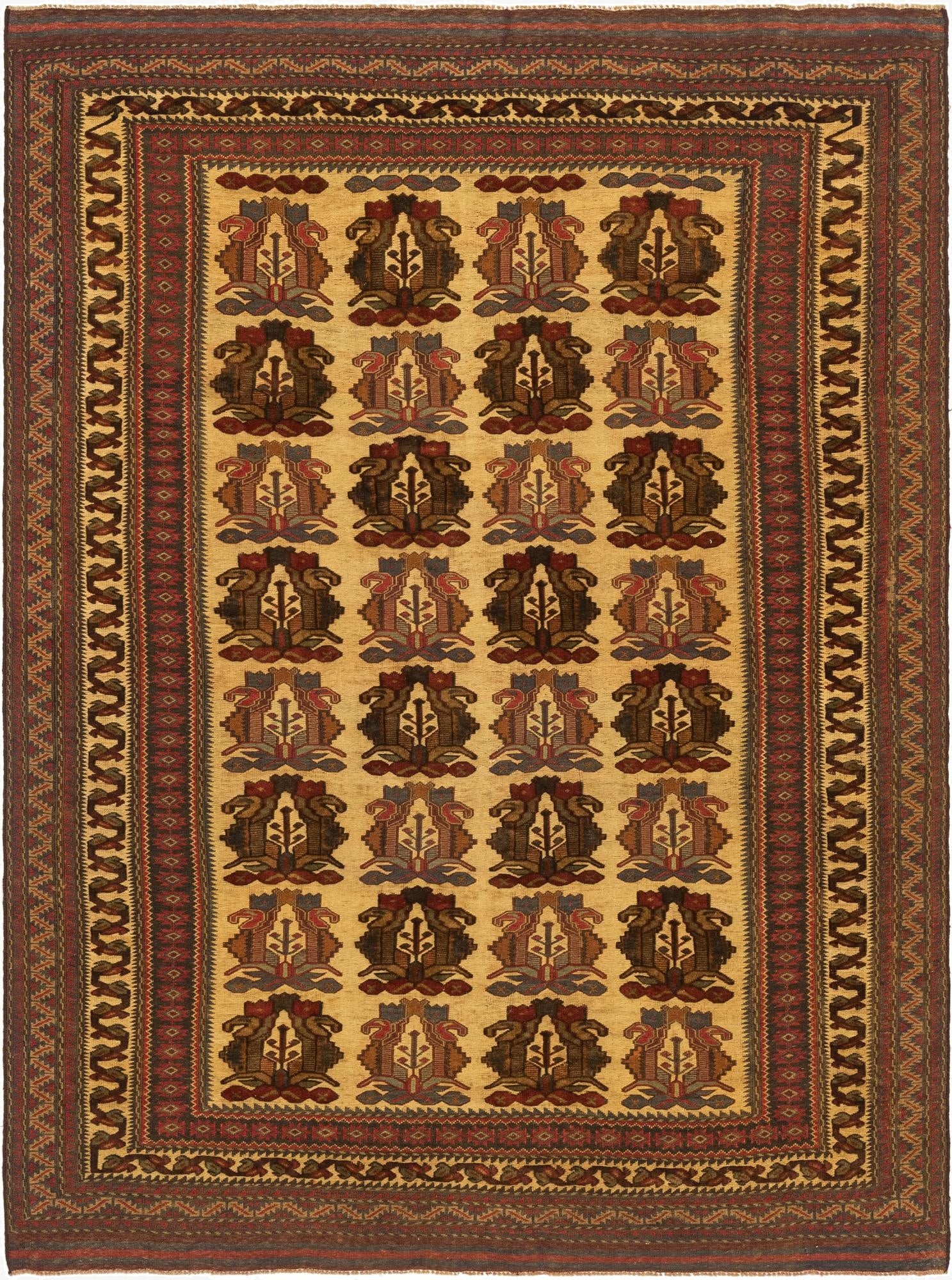 6' 7 x 9'  Hand Knotted Sumak Oriental Wool Rug