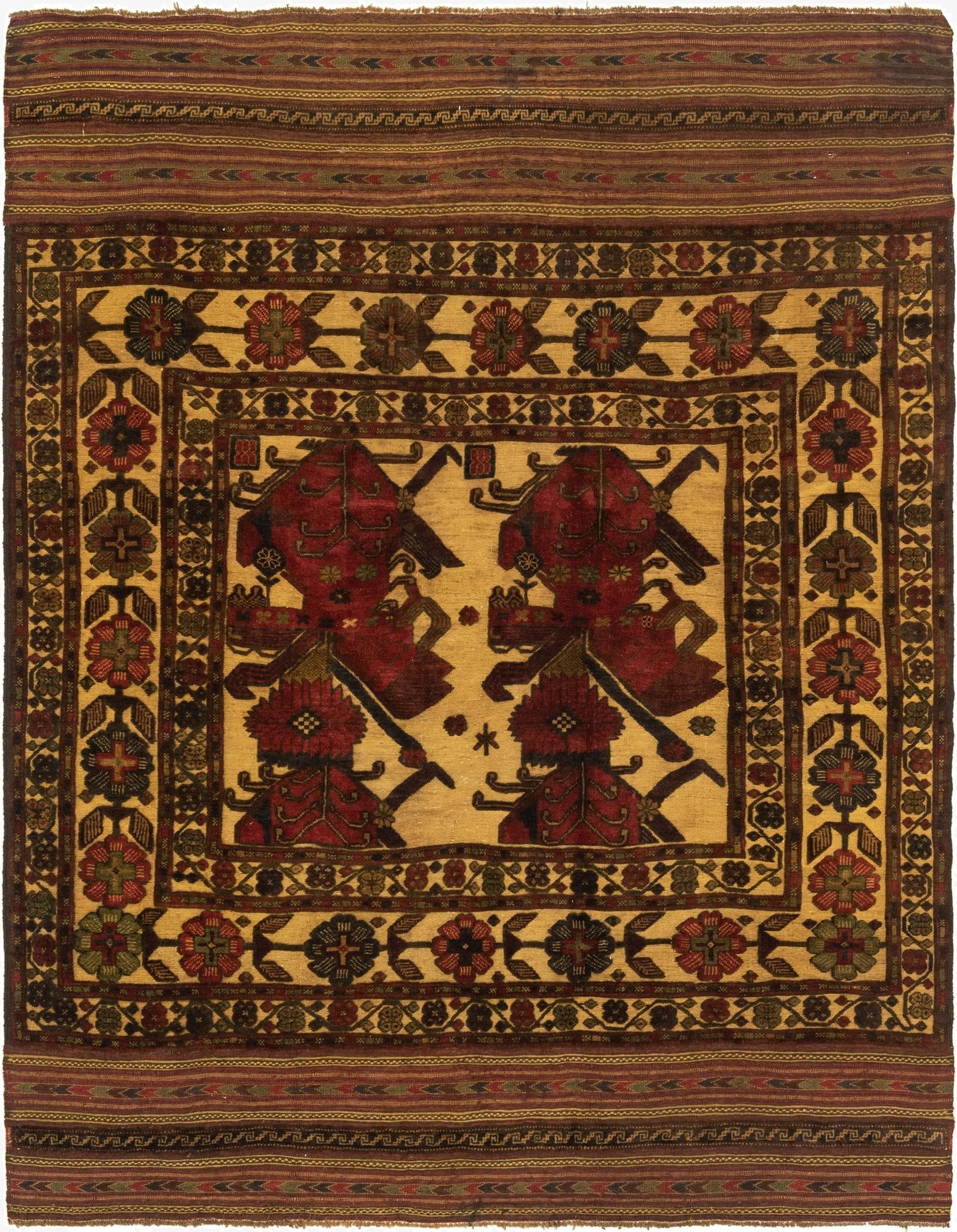 6' 7 x 9' 10  Hand Knotted Sumak Oriental Wool Rug