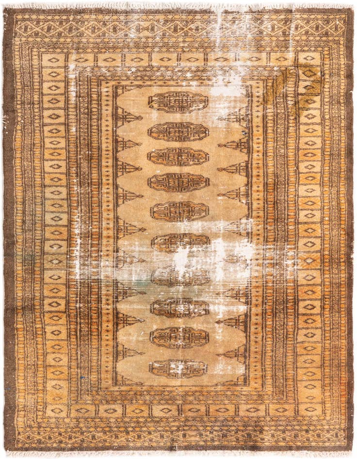 Detail image of 3' 1 x 5' 1 Hand Knotted Torkaman Persian Wool Rug