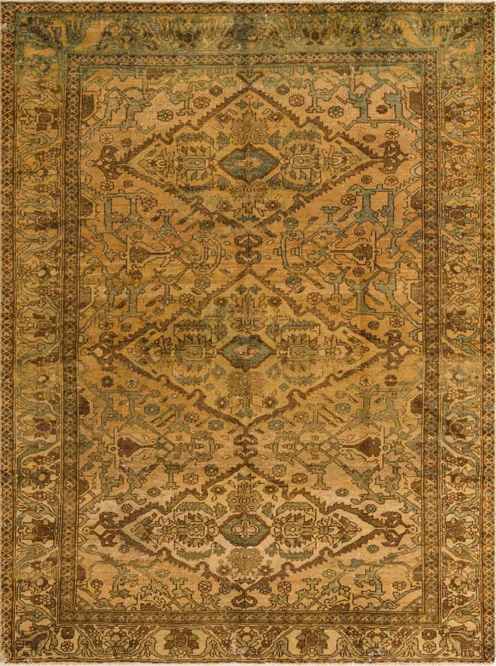 7' x 9' 4 Hand Knotted Ultra Vintage Persian Wool Rug