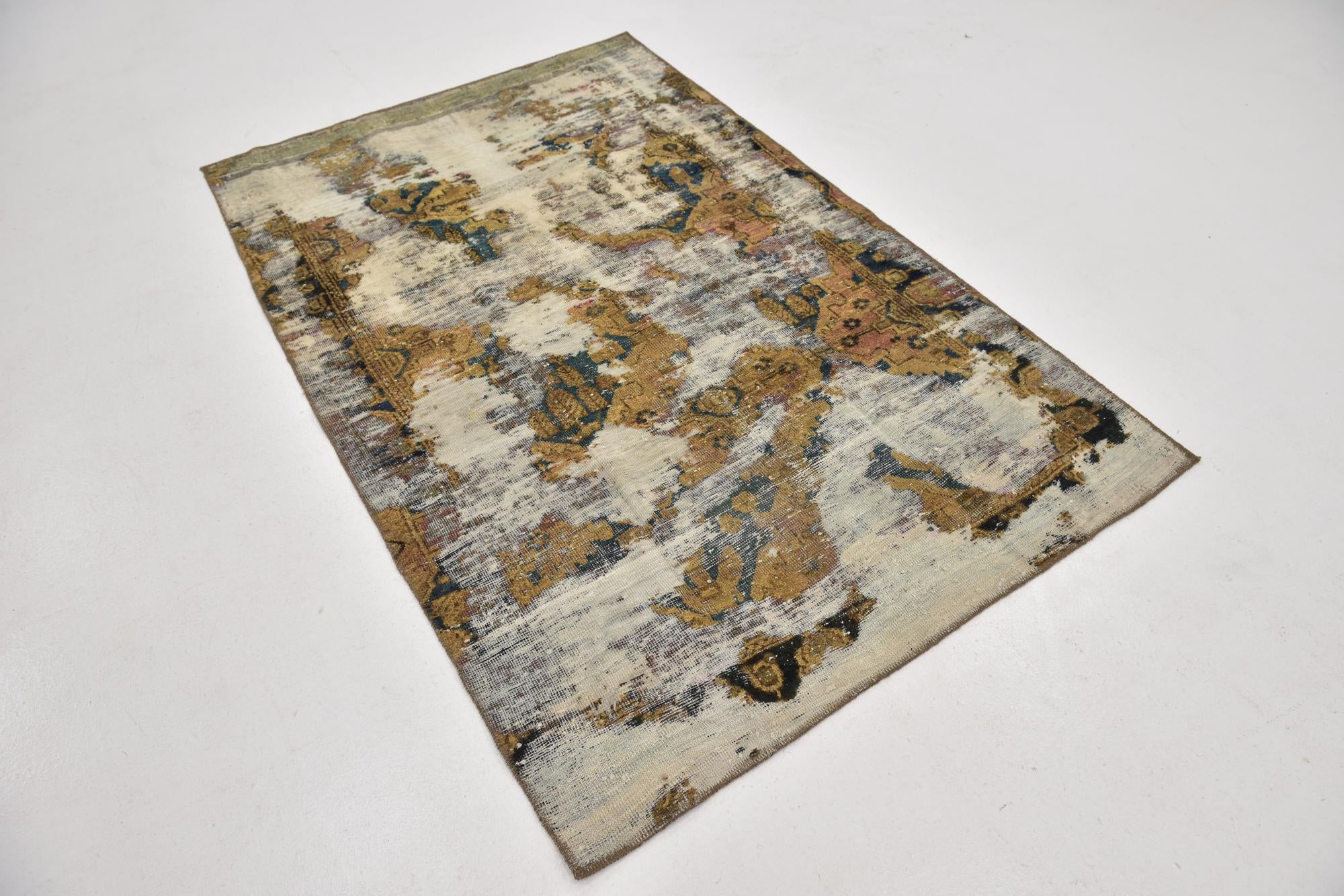 4' 3 x 6' 8 Hand Knotted Ultra Vintage Persian Wool Rug