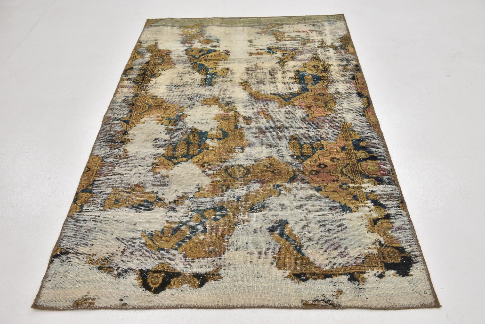 4' 3 x 6' 8 Hand Knotted Ultra Vintage Persian Wool Rug