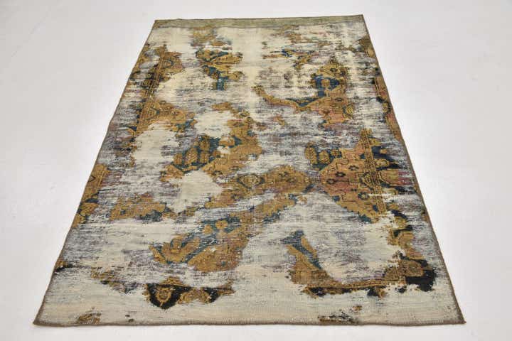 4' 3 x 6' 8 Hand Knotted Ultra Vintage Persian Wool Rug