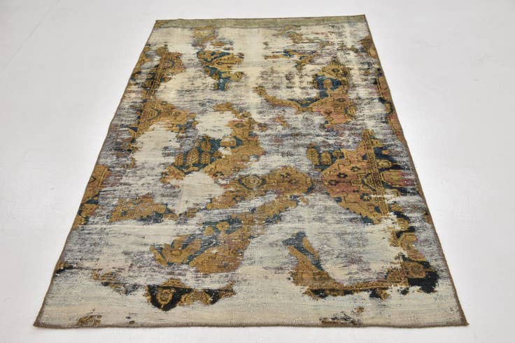 Detail image of 4' 3 x 6' 8 Hand Knotted Ultra Vintage Persian Wool Rug