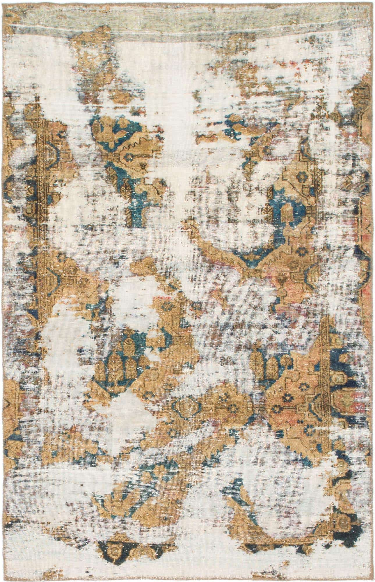 4' 3 x 6' 8 Hand Knotted Ultra Vintage Persian Wool Rug