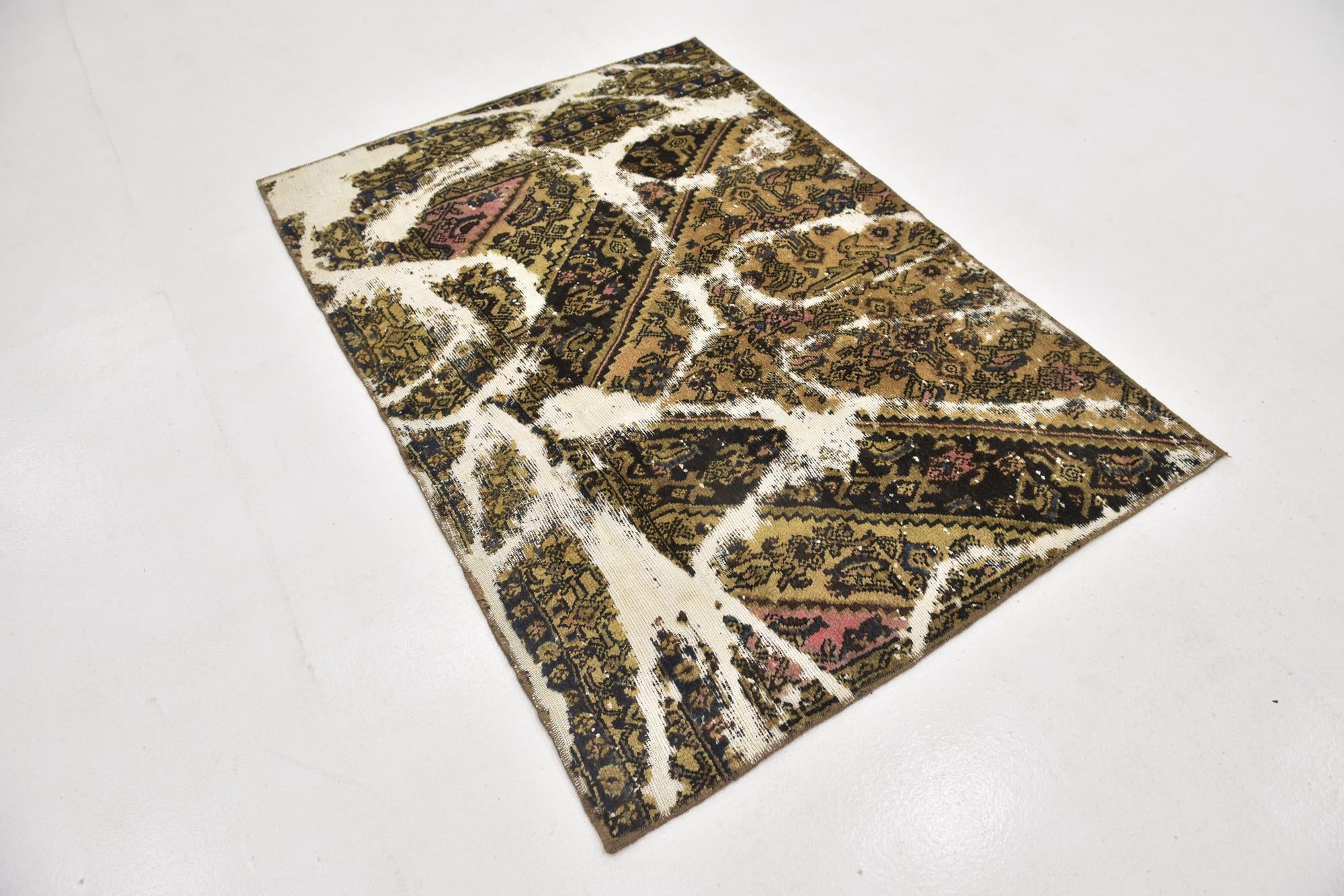 4' x 5' 9 Hand Knotted Ultra Vintage Persian Wool Rug