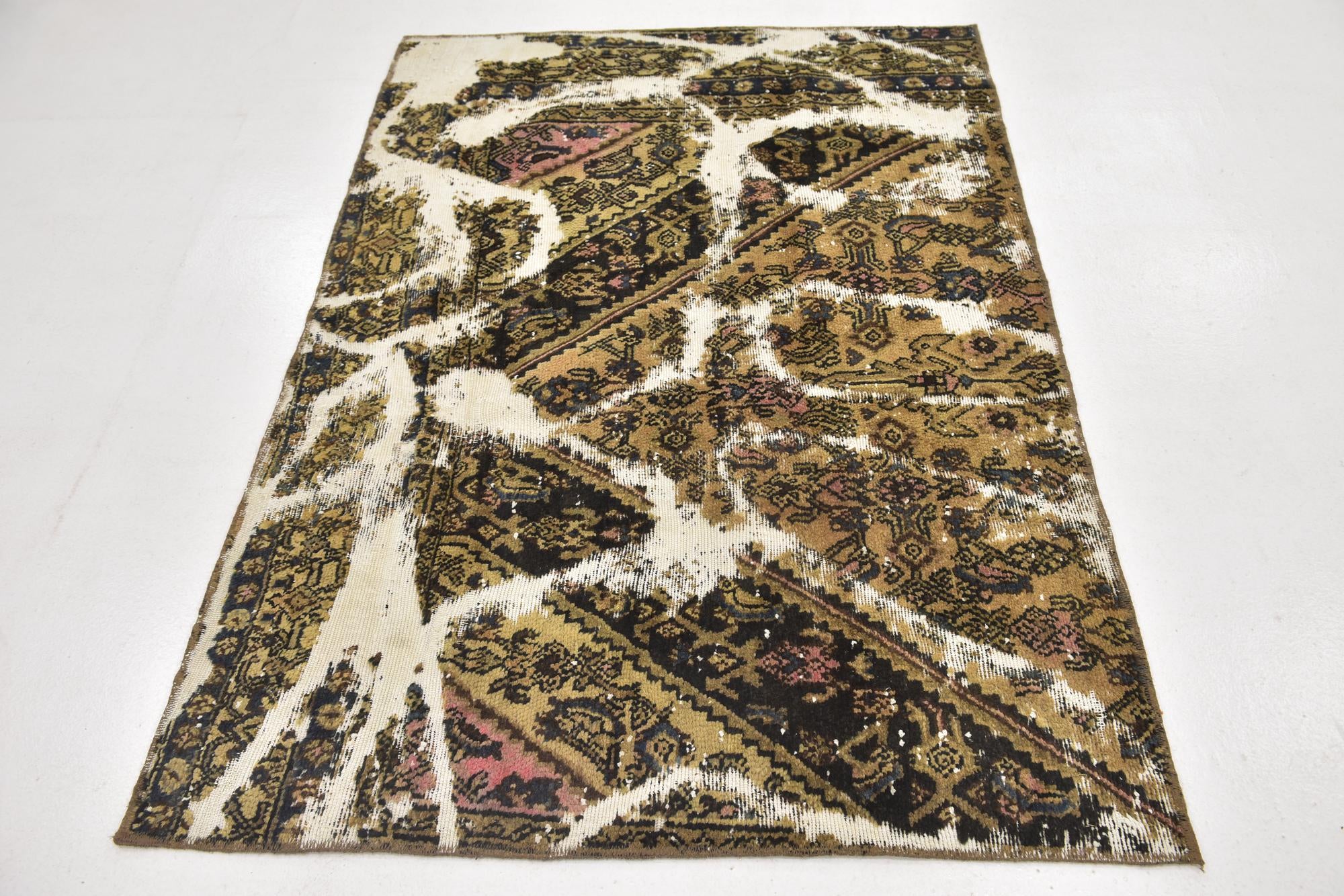4' x 5' 9 Hand Knotted Ultra Vintage Persian Wool Rug