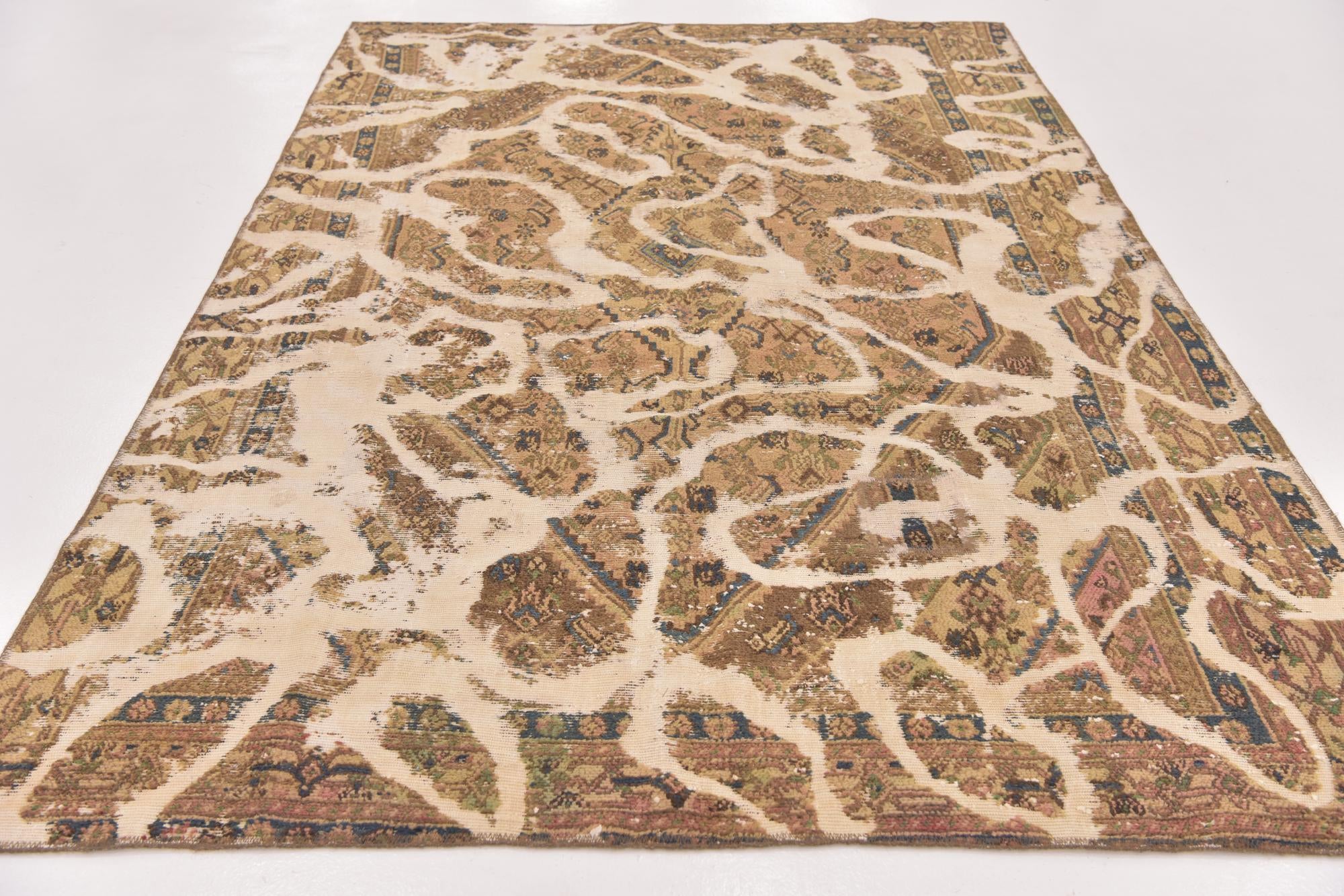 6' x 9' 4 Hand Knotted Ultra Vintage Persian Wool Rug