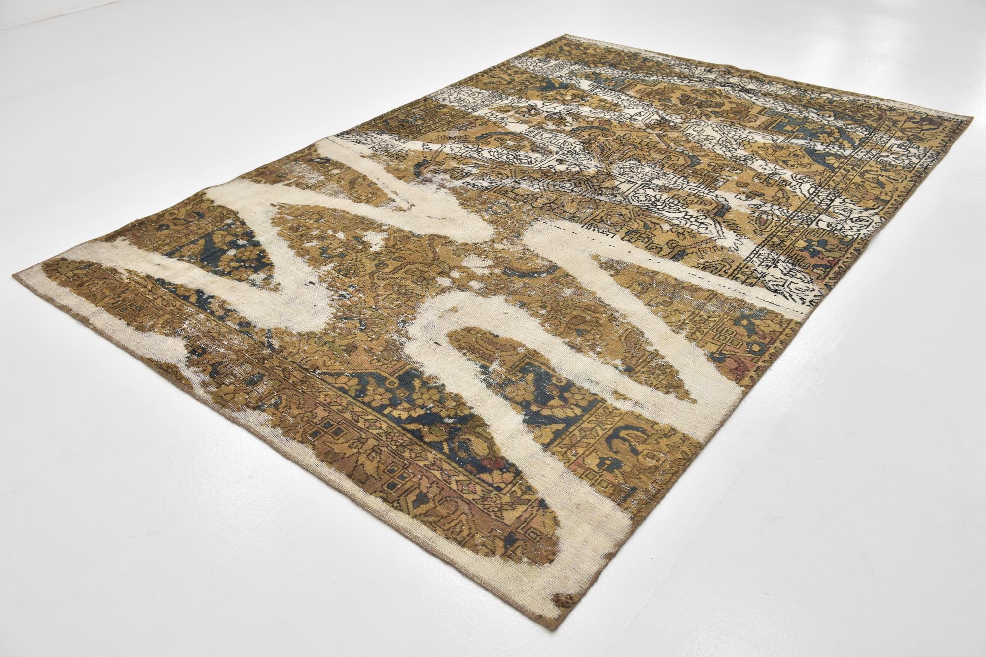 6' 7 x 9' 9 Hand Knotted Ultra Vintage Persian Wool Rug