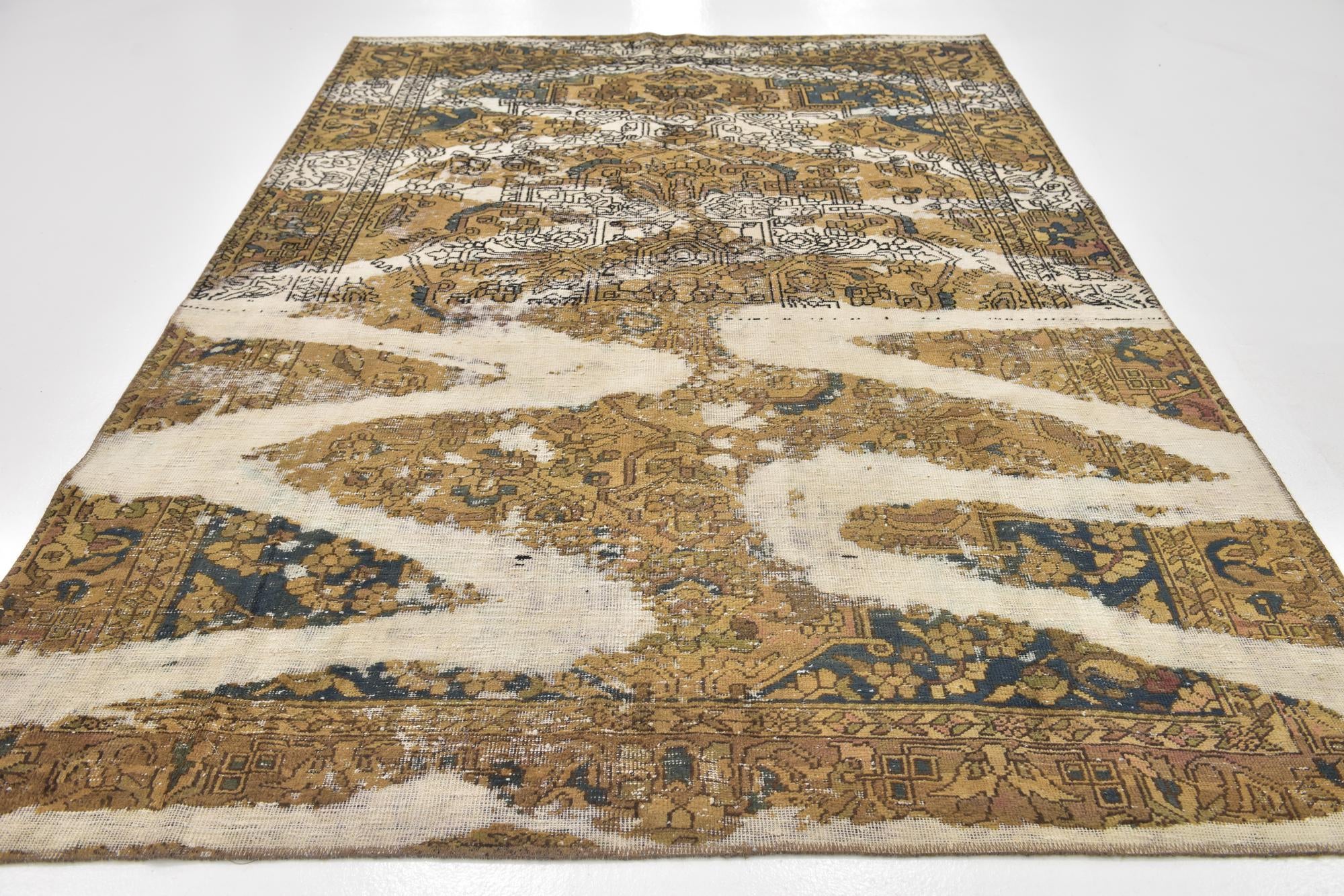 6' 7 x 9' 9 Hand Knotted Ultra Vintage Persian Wool Rug