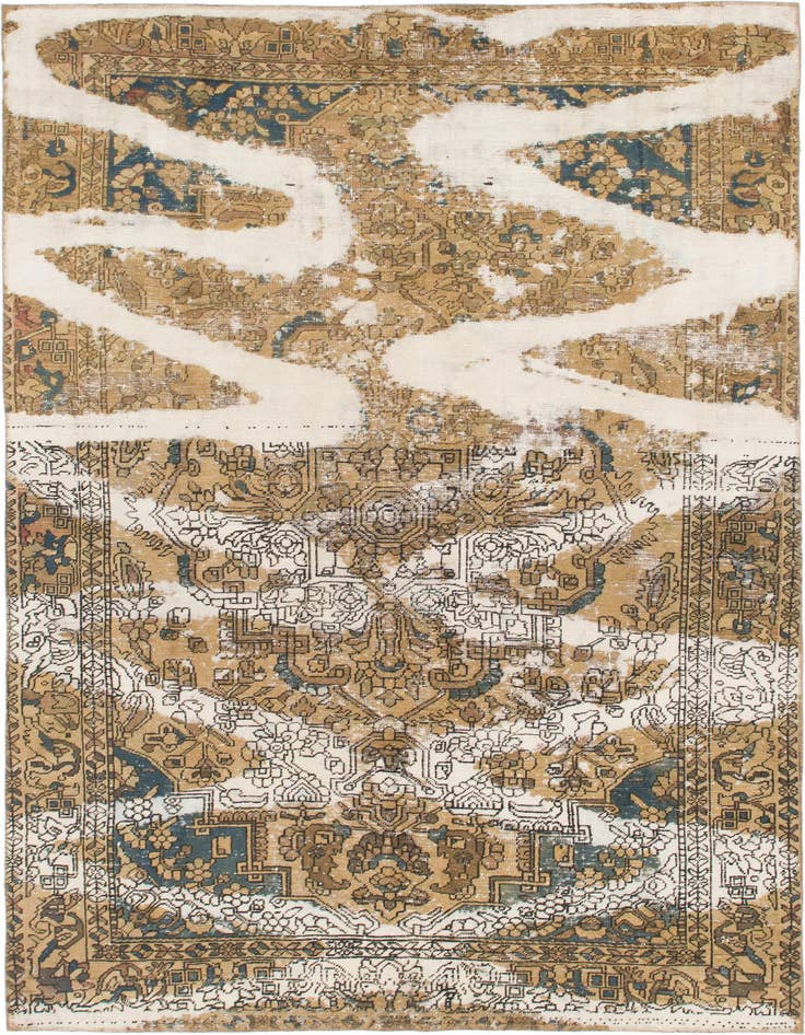 Detail image of 6' 7 x 9' 9 Hand Knotted Ultra Vintage Persian Wool Rug