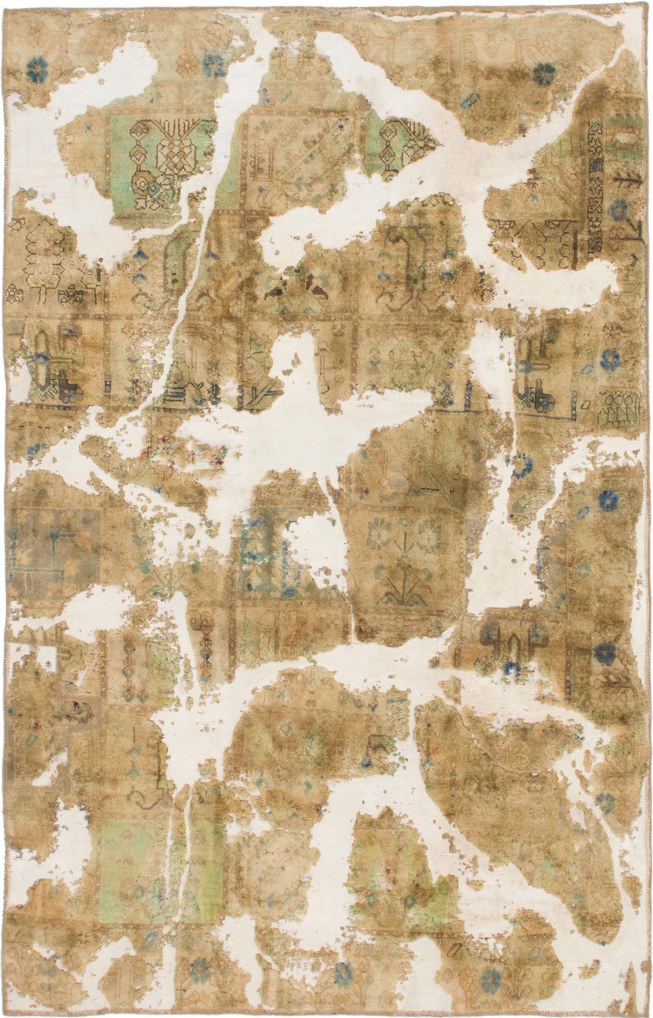 5' 7 x 8' 8 Hand Knotted Ultra Vintage Persian Wool Rug
