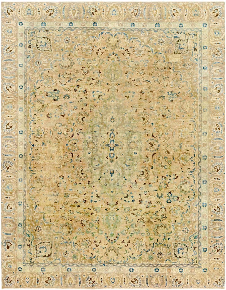 Detail image of 8' 10 x 11' 5 Hand Knotted Ultra Vintage Persian Wool Rug