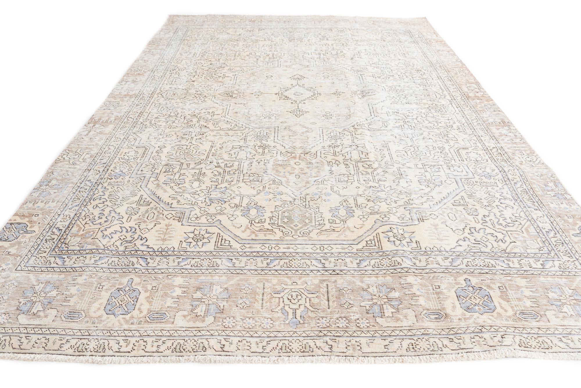 6' 10 x 10' 8 Hand Knotted Ultra Vintage Persian Wool Rug