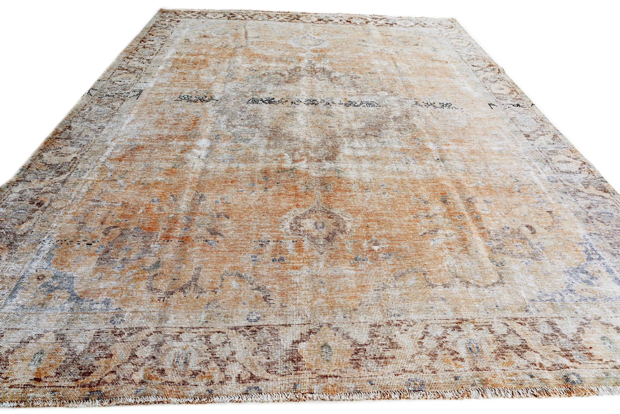 9' x 12' 5 Hand Knotted Ultra Vintage Persian Wool Rug