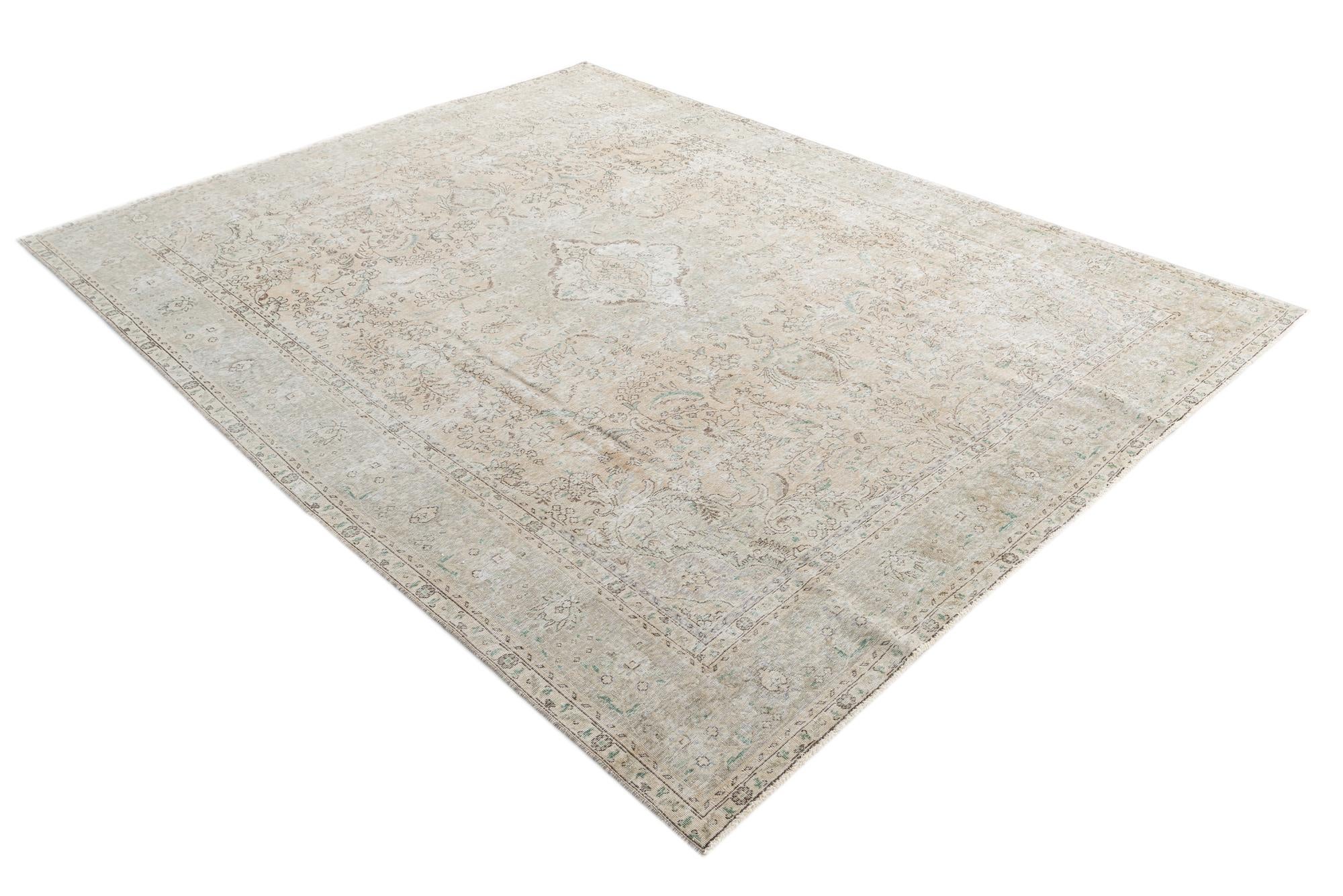 9' 10 x 12' 9 Hand Knotted Ultra Vintage Persian Wool Rug