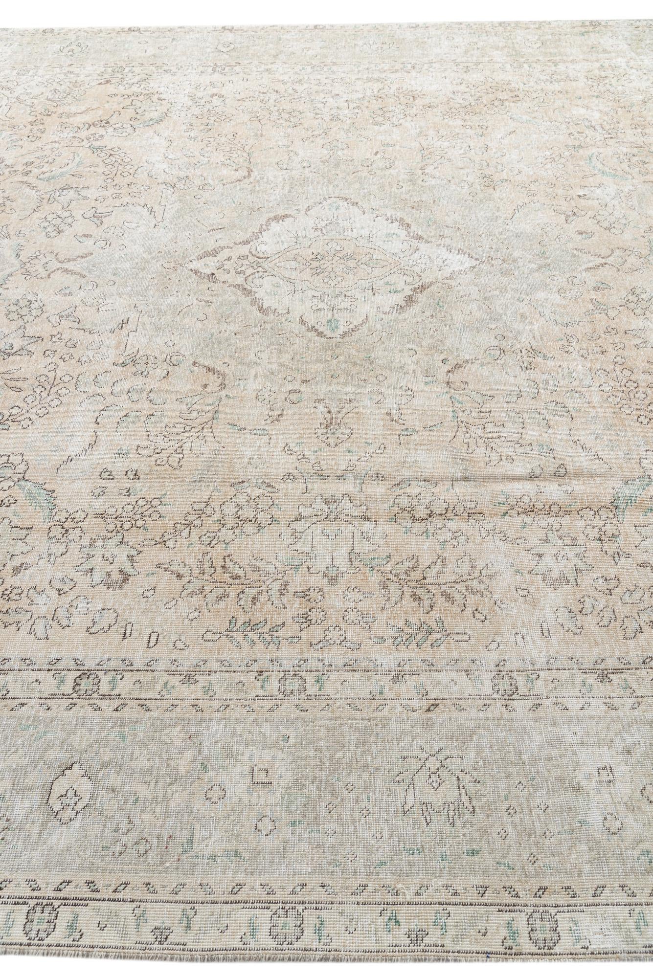 9' 10 x 12' 9 Hand Knotted Ultra Vintage Persian Wool Rug