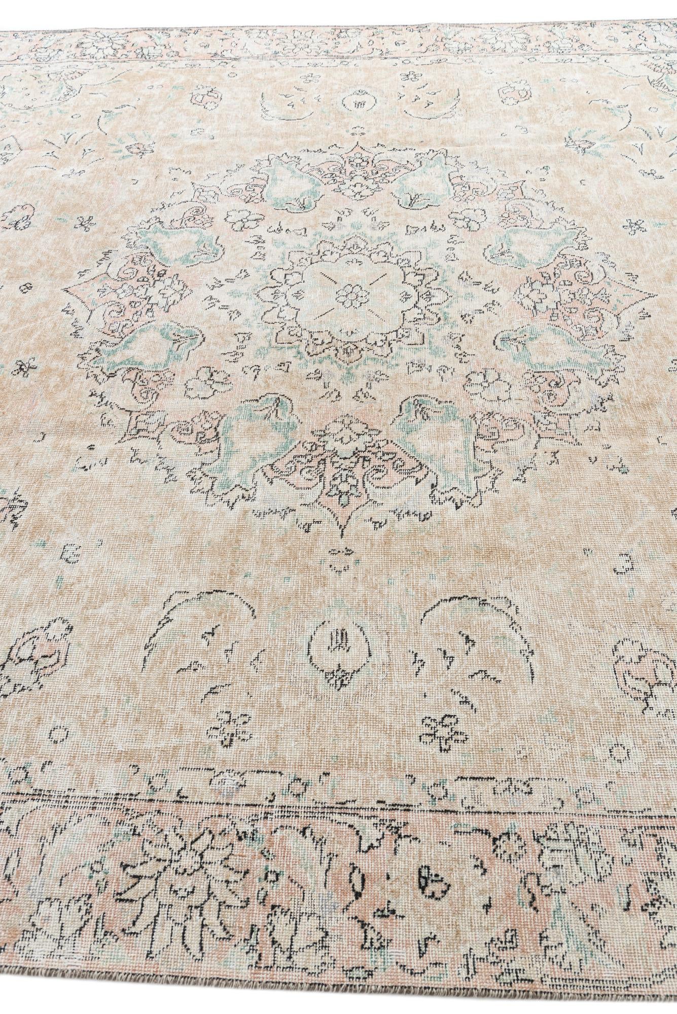 9' 5 x 12' 6 Hand Knotted Ultra Vintage Persian Wool Rug