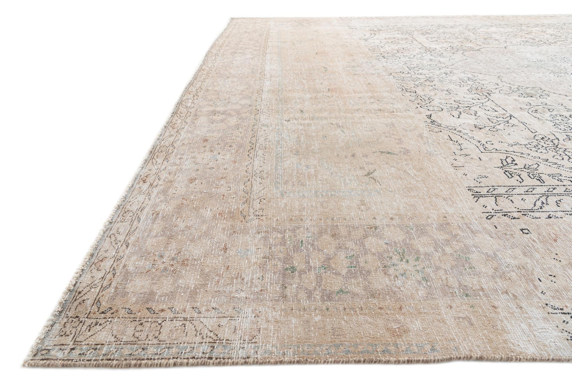 10' x 13' 3 Hand Knotted Ultra Vintage Persian Wool Rug