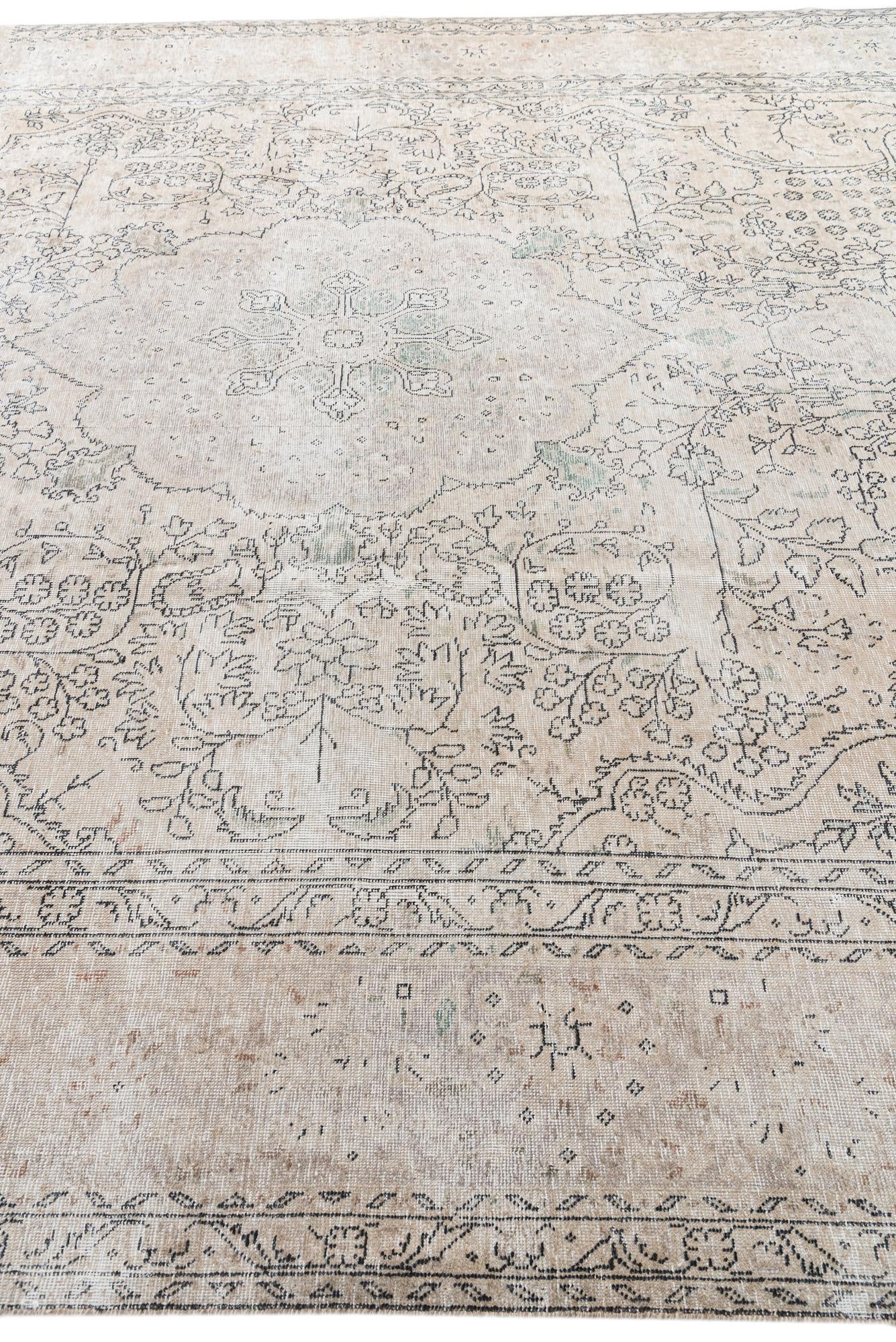 10' x 13' 3 Hand Knotted Ultra Vintage Persian Wool Rug