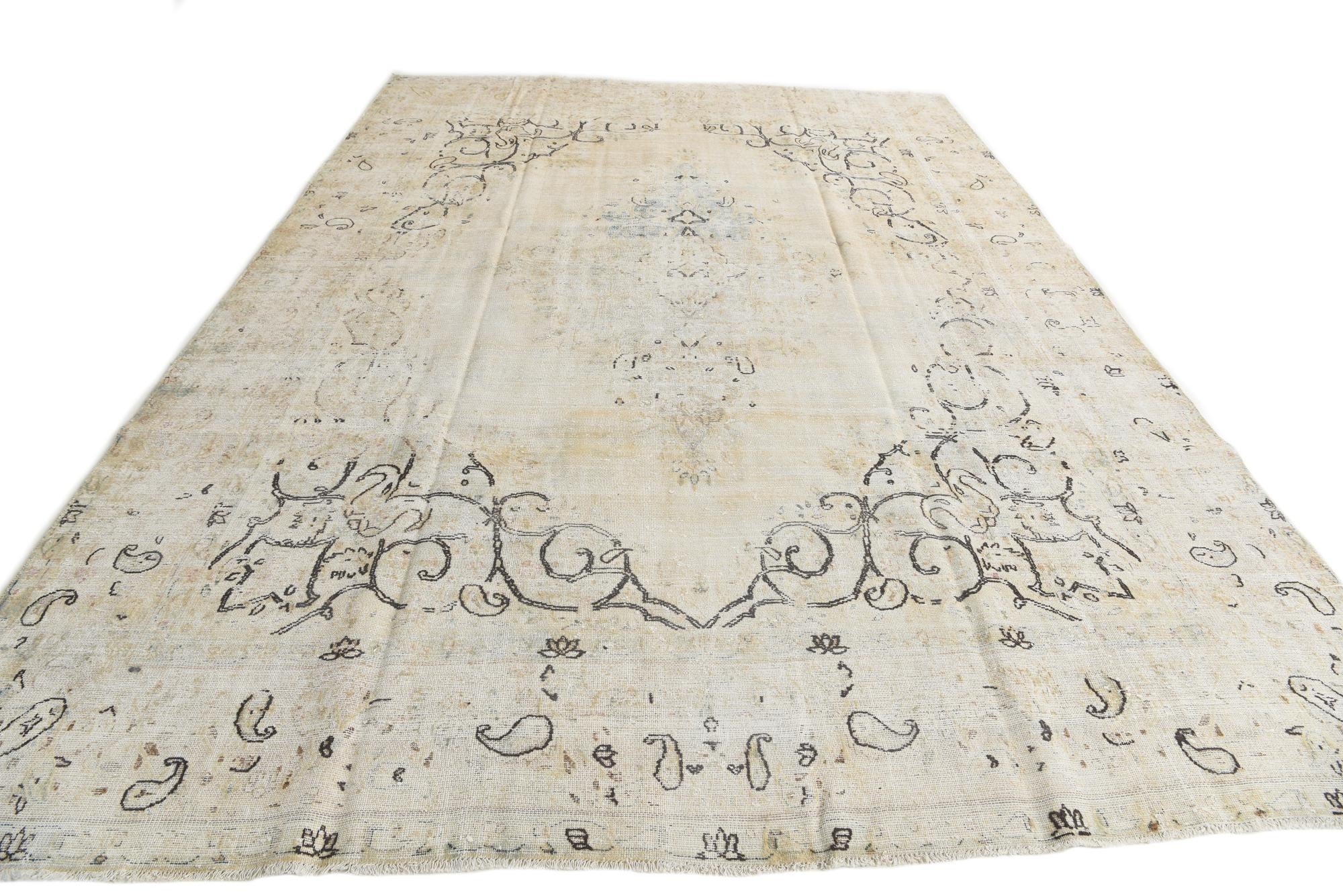 9' x 12' 10 Hand Knotted Ultra Vintage Persian Wool Rug