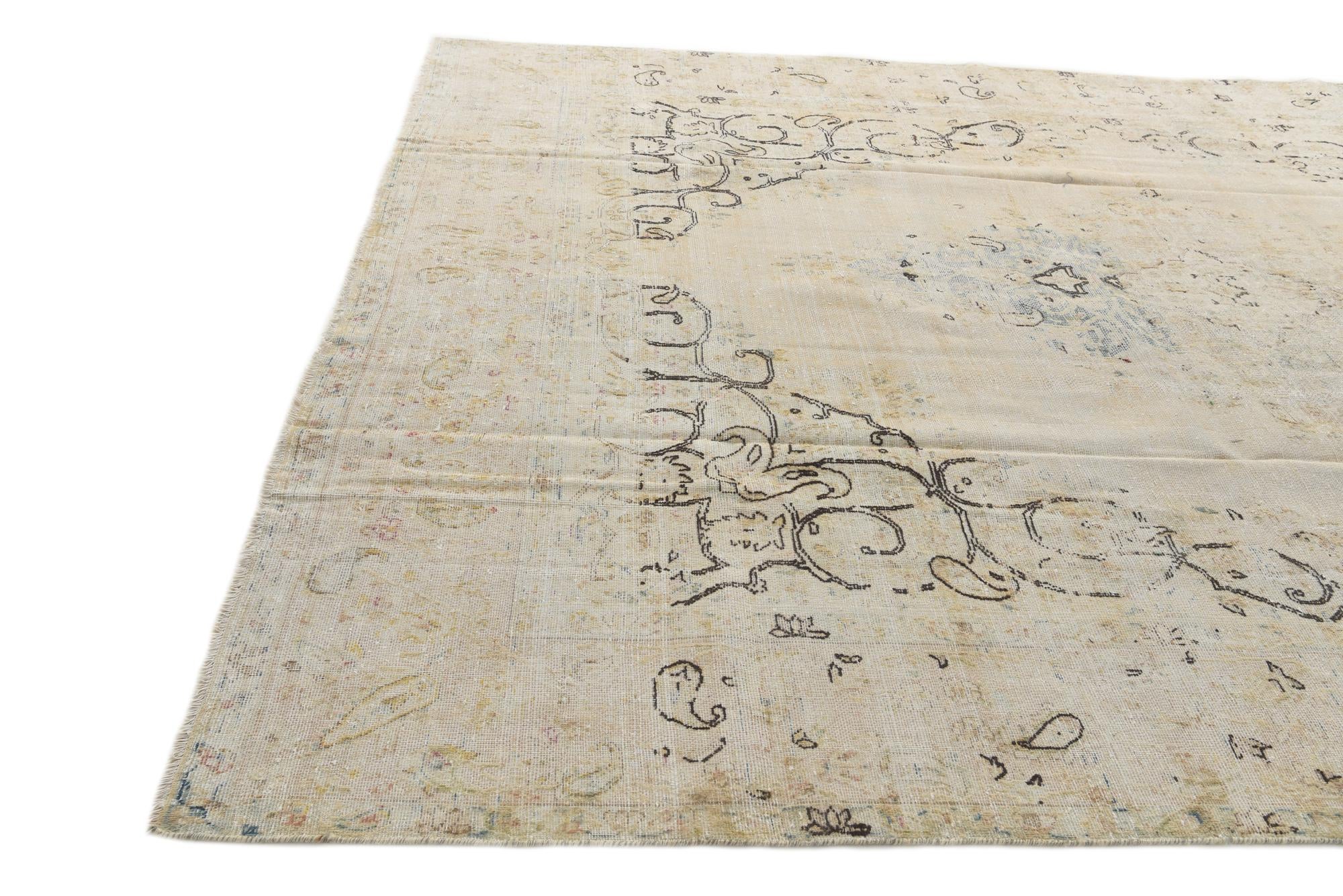 9' x 12' 10 Hand Knotted Ultra Vintage Persian Wool Rug