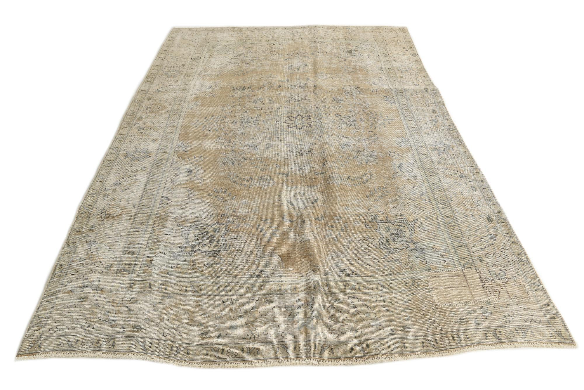 6' 4 x 9' 7 Hand Knotted Ultra Vintage Persian Wool Rug