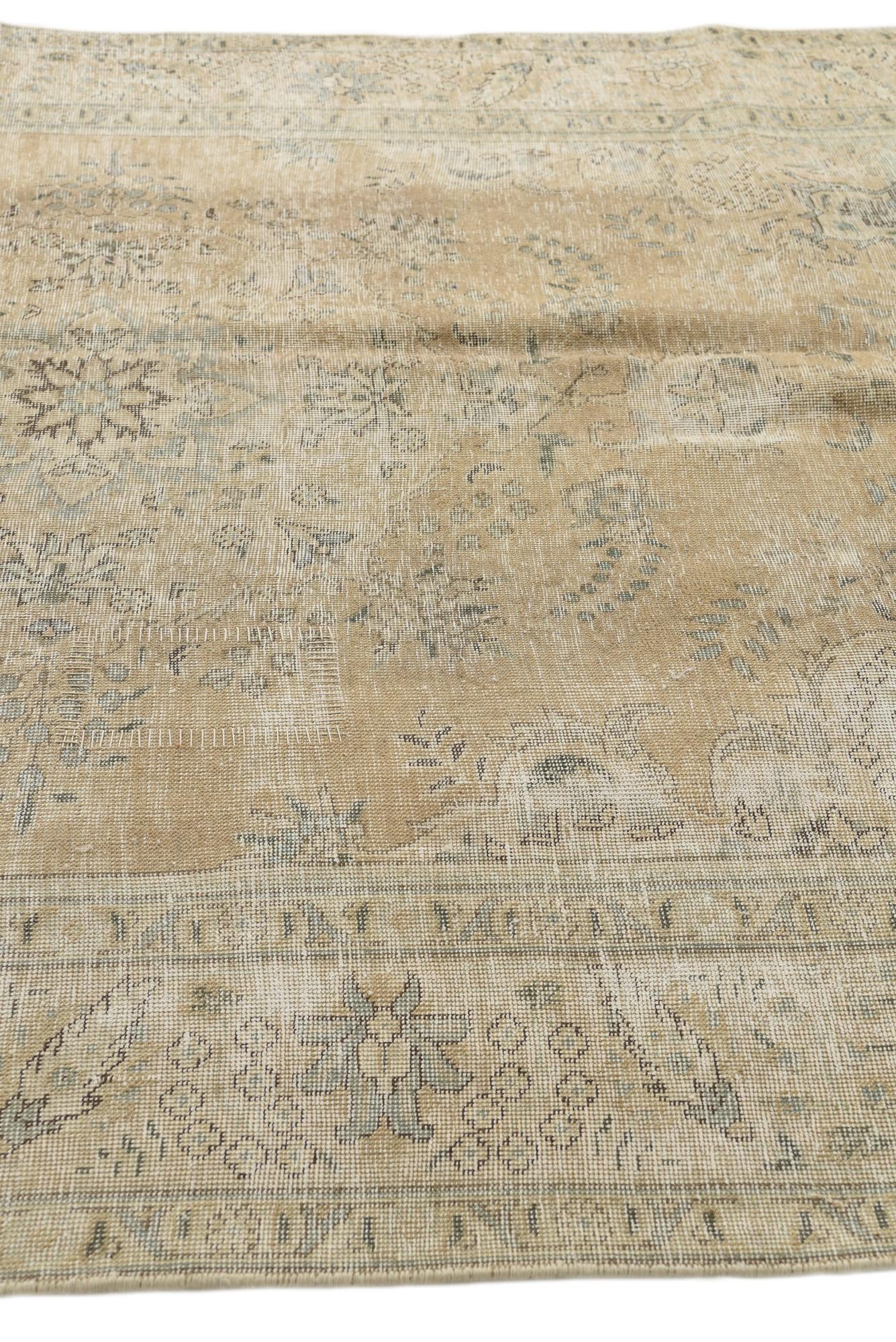 6' 4 x 9' 7 Hand Knotted Ultra Vintage Persian Wool Rug