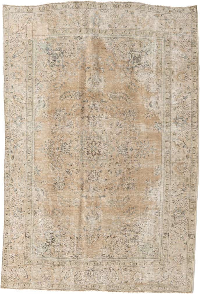6' 4 x 9' 7 Hand Knotted Ultra Vintage Persian Wool Rug