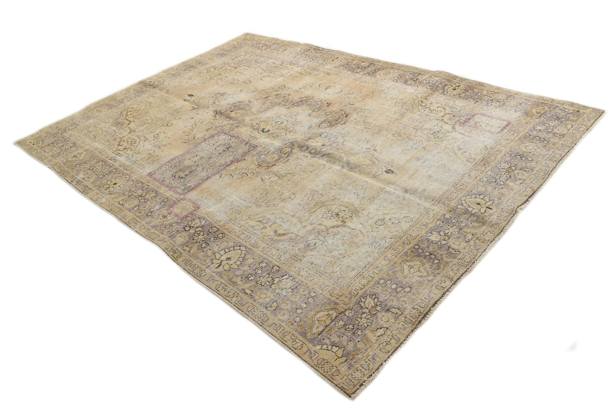 6' 9 x 9' 5 Hand Knotted Ultra Vintage Persian Wool Rug