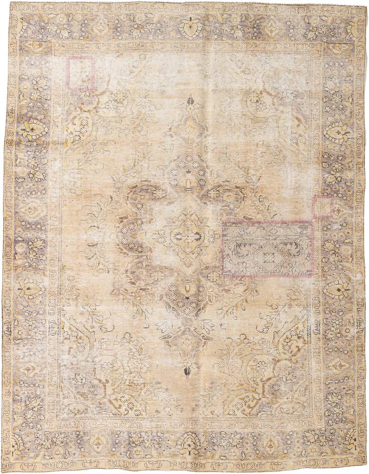 Detail image of 6' 9 x 9' 5 Hand Knotted Ultra Vintage Persian Wool Rug