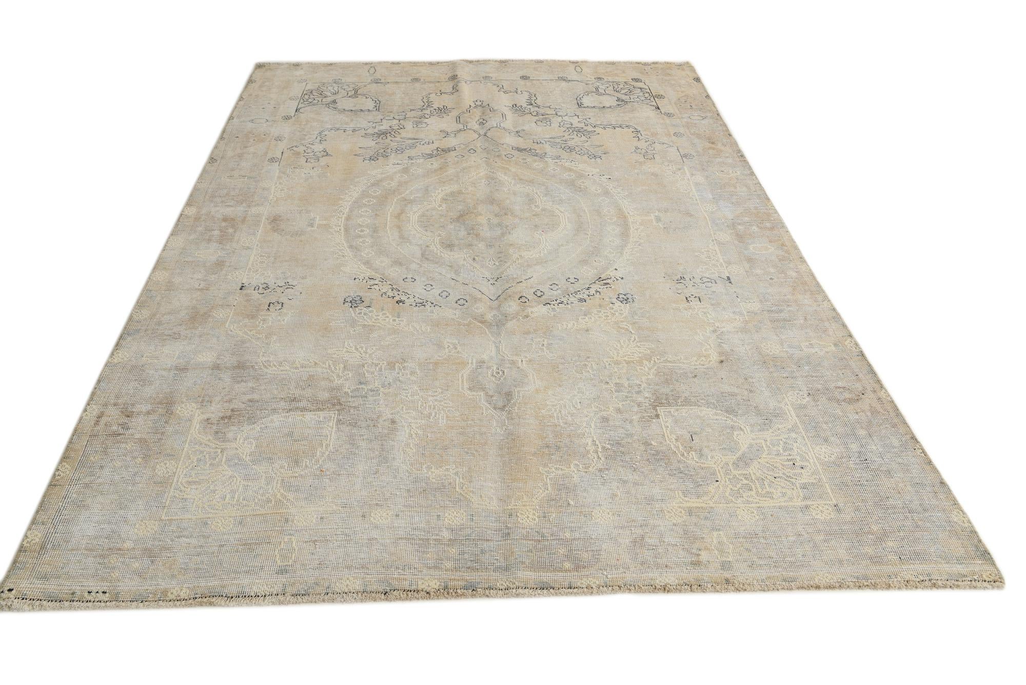 6' 3 x 9' 5 Hand Knotted Ultra Vintage Persian Wool Rug