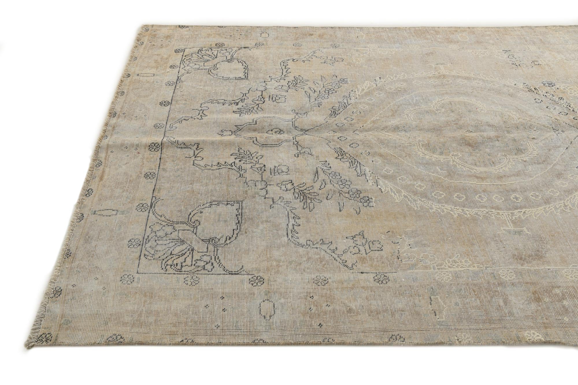 6' 3 x 9' 5 Hand Knotted Ultra Vintage Persian Wool Rug