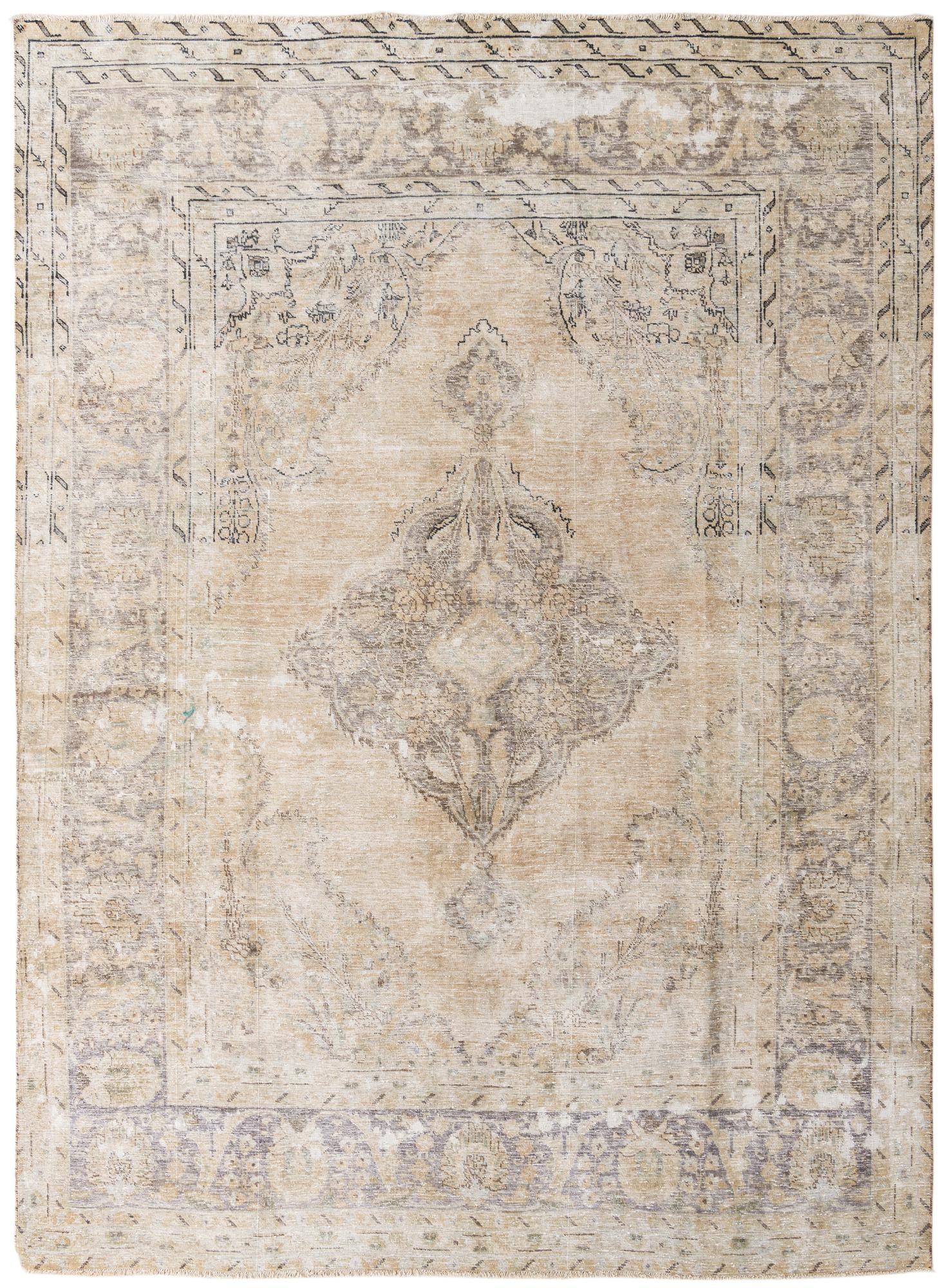 Tan 8' x 11' 1 Hand Knotted Ultra Vintage Persian Wool Rug | Rugs.com