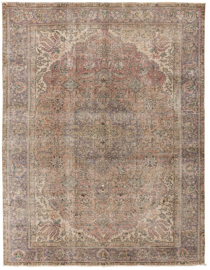 Detail image of 6' 7 x 10' Hand Knotted Ultra Vintage Persian Wool Rug