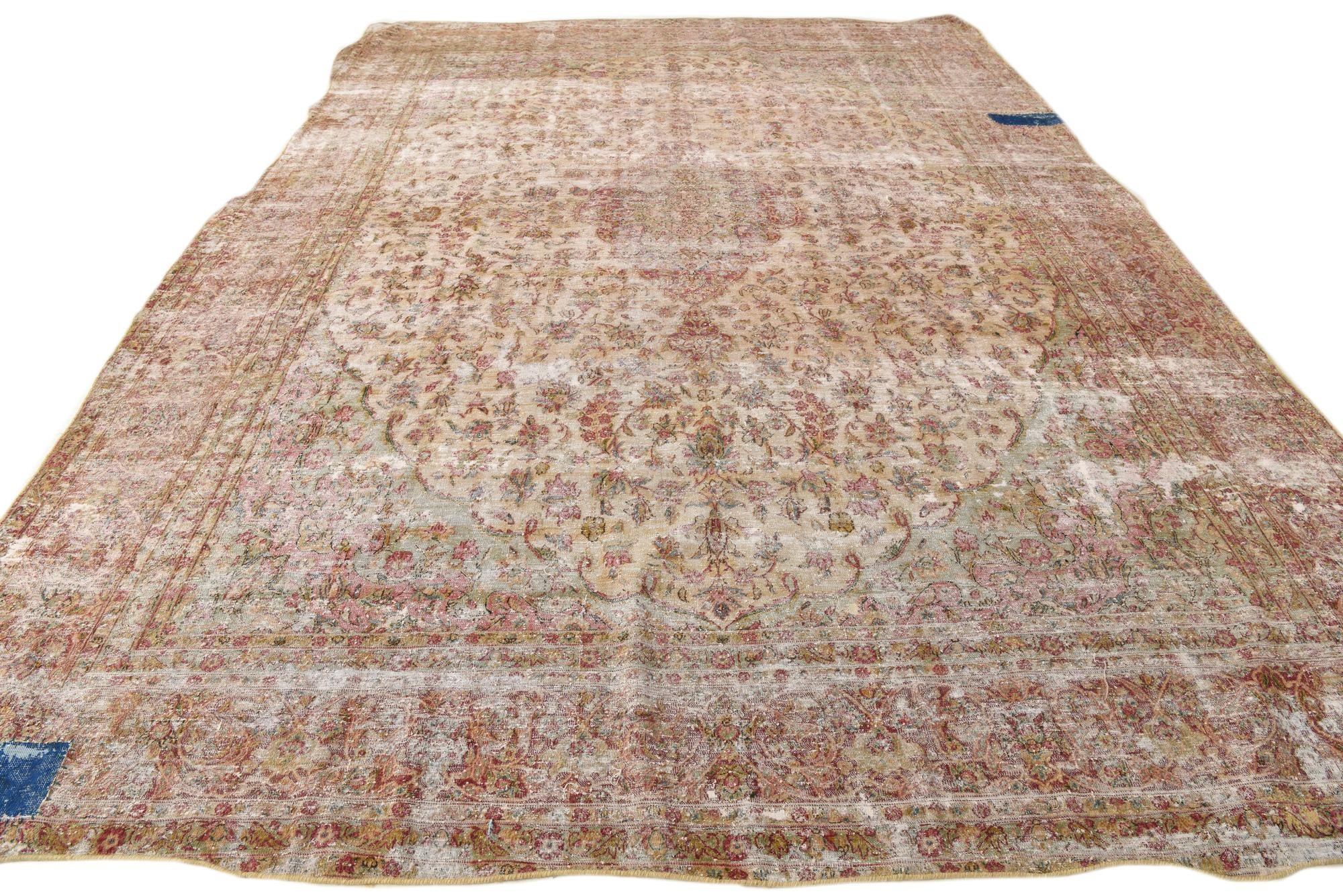 9' 8 x 13' 3 Hand Knotted Ultra Vintage Persian Wool Rug